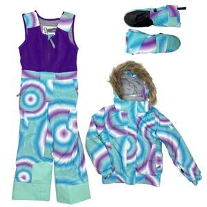 Spyder Kids' Purple and Blue Puffer Jacket Set